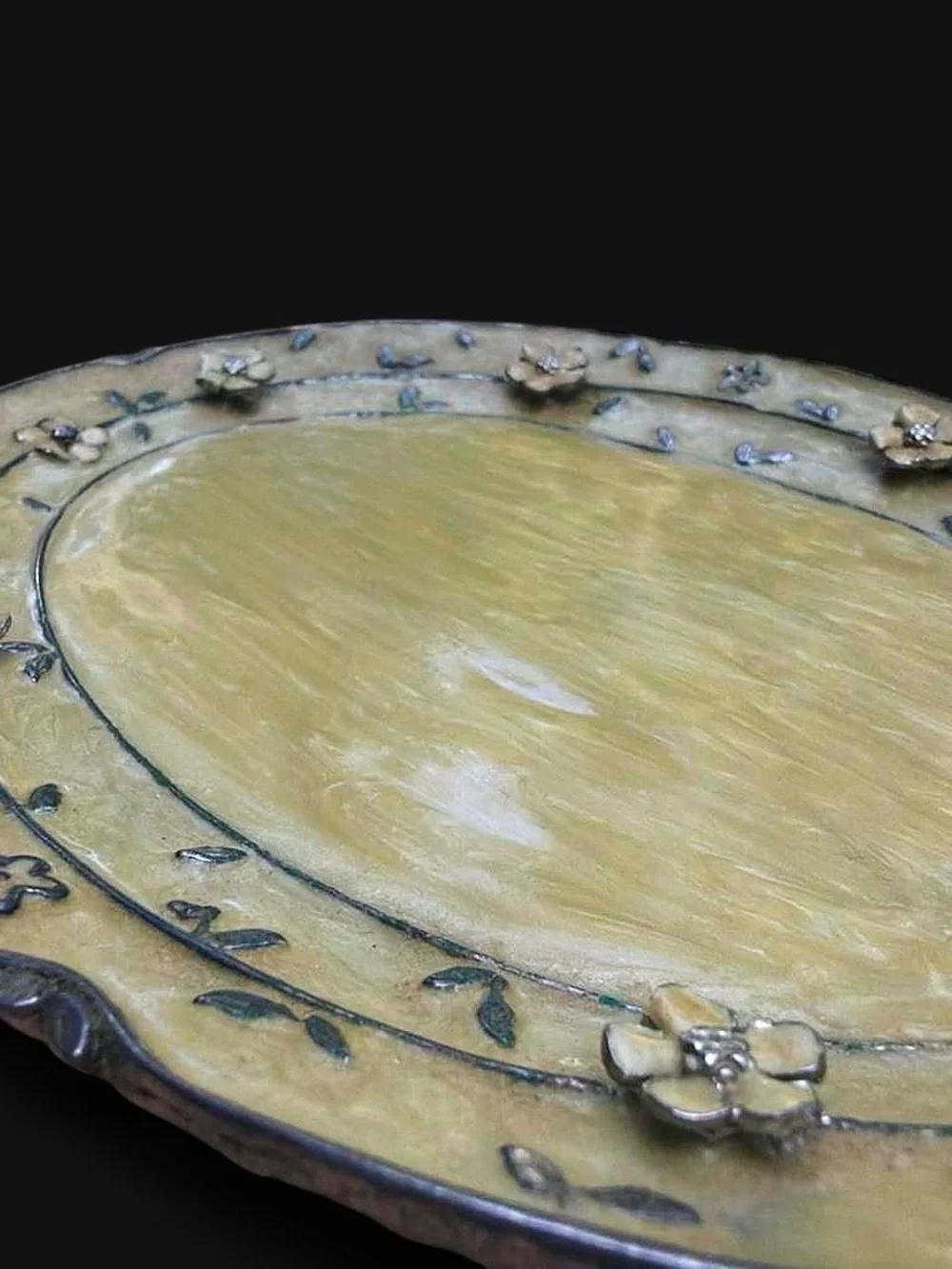 Vintage Mike + Ally Luxury Hand-Enameled Oval Vanity Tray – Floral Vine